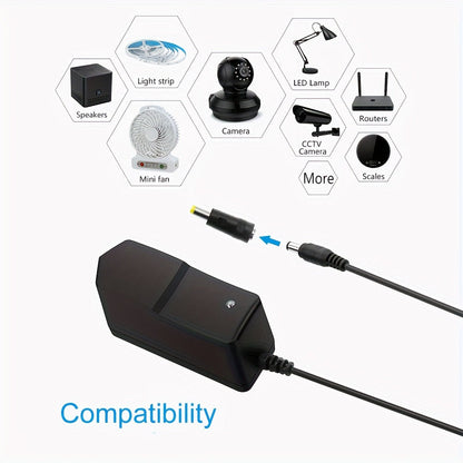 Fixed 5V 2A 10W AC/DC Power Adapter with Eight Tips, Type-C, Micro-USB and Barrel Connectors