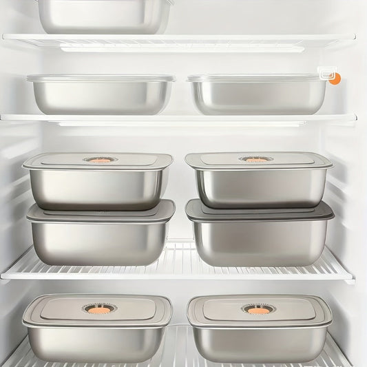 Stainless Steel Food Storage Containers, 6-Pack Airtight Stackable Meal Prep Containers with Lids – 40.58 oz Each, Heavy-Duty Lunch Box Set for Fridge, Freezer, Leftovers, Vegetables, Meat and Pantry