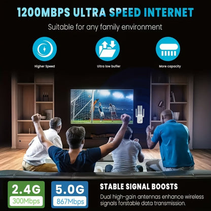 WiFi Range Extender TATOODAA WiFi 6 Dual-Band 2.4/5GHz with Six Antennas, Gigabit Port and AP/Repeater Modes