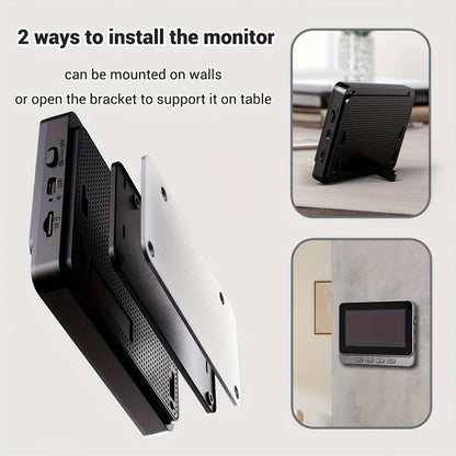 1920P Video Doorbell Camera with 4.3" Monitor & Dual Power - No WiFi No App, Battery & USB, Two-Way Audio, IR Night Vision, SD Card Storage, Wide Angle, One-Button Pairing, Black
