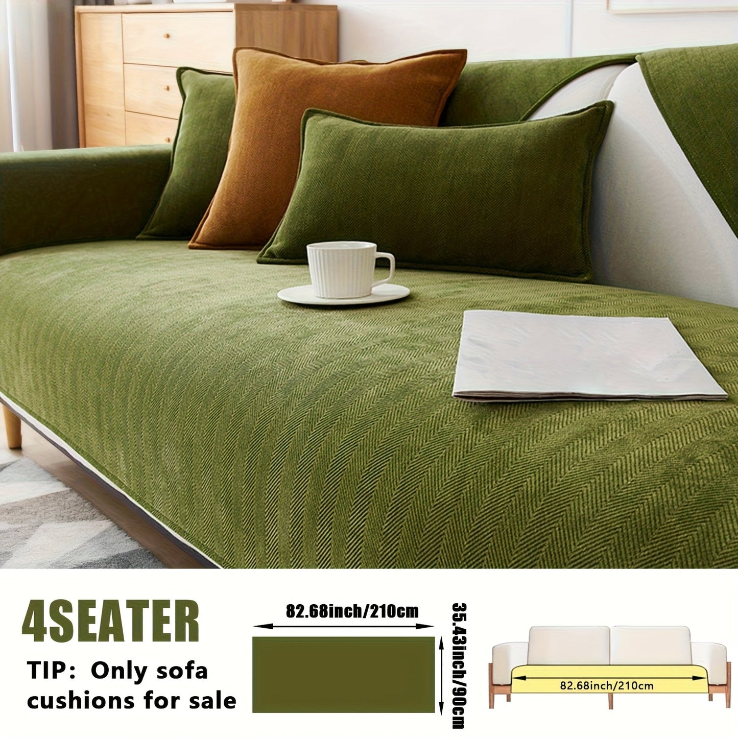 Sofa Cover Ribbed Chenille Stretch Panels with Non-Slip Design for 1 to 4 Seats, Armrests or Cushions