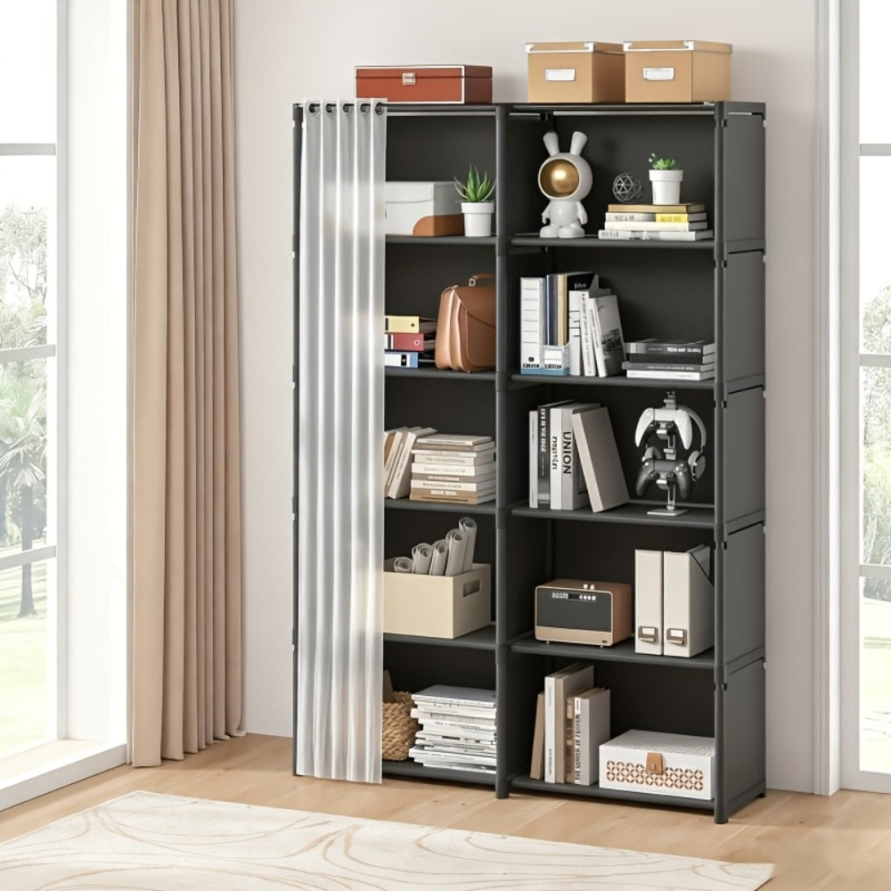 Clothing Rack Storage Organizer Single or Double Row, 15.75 or 31.5 Inch in Black or White