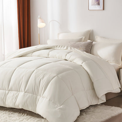 Comforter Set Soft Breathable Microfiber Bed in a Bag with Fitted Sheet Flat Sheet Pillowcases & Shams – All Season Fluffy Checkered Bedding Set Twin Full Queen King