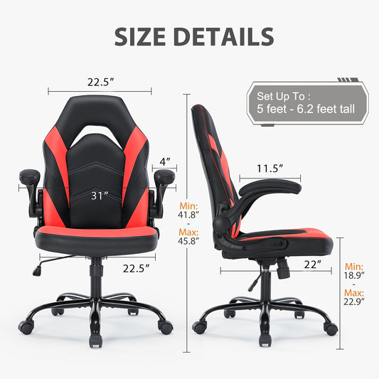 Ergonomic Gaming Chair with Rotating Armrest Lumbar Support & Headrest – Esports Racing Style Computer Office Chair with Footrest for Home Office Desk Work Study