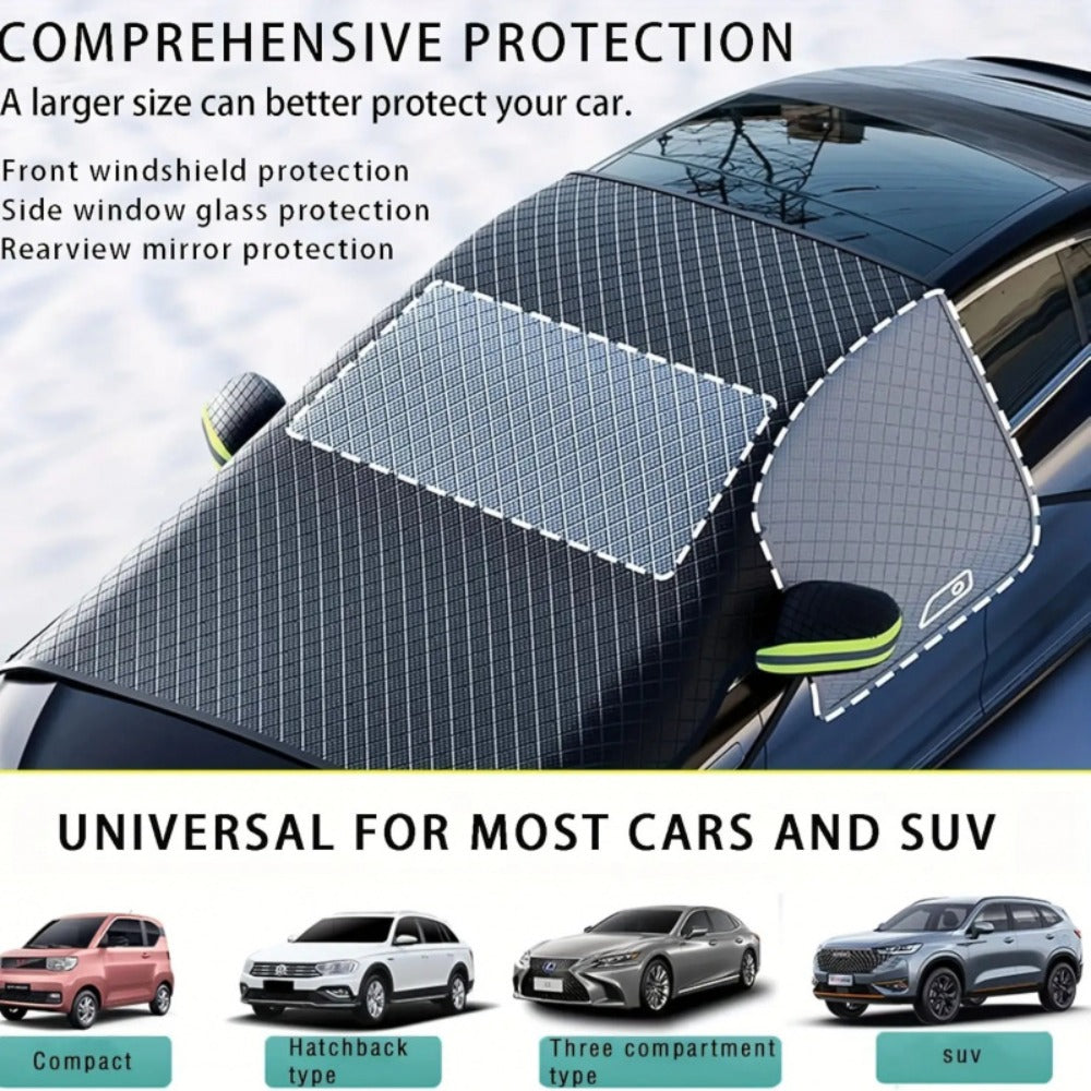 Car Windshield Snow Cover & Frost Shield 102" x 45" - Magnetic Windshield Cover with Side Window Protection for All Seasons