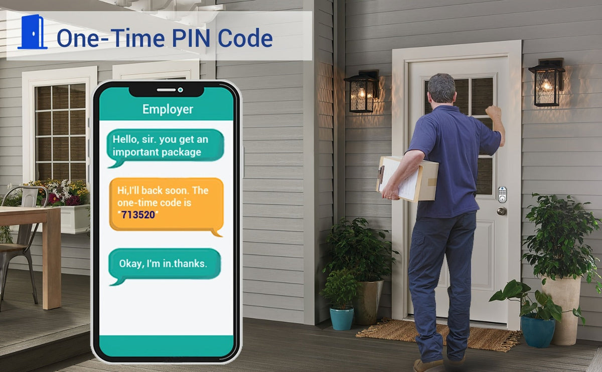 Voice Guided Keypad Deadbolt with Fingerprint, PIN, One-Time Visitor Code & Key, Backlit Keypad, Auto Lock