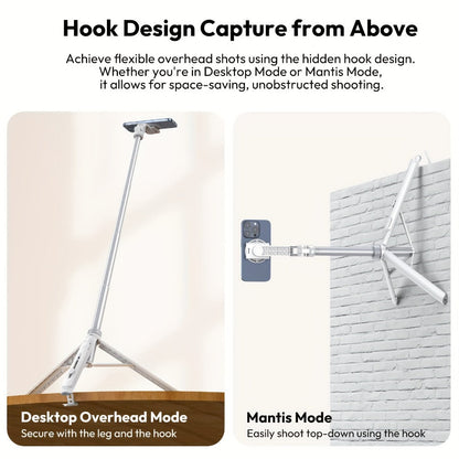 TT88 57-Inch Overhead Phone Tripod and Selfie Stick with Magnetic Clip, Dual Cold Shoes and Two Colors