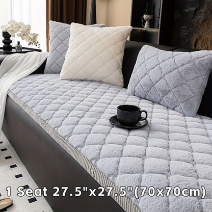 Sofa Cover Plush-Texture Cushion Panels in Pillowcase and 1, 2, 3 or 4-Seat Dimensions in Four Colors