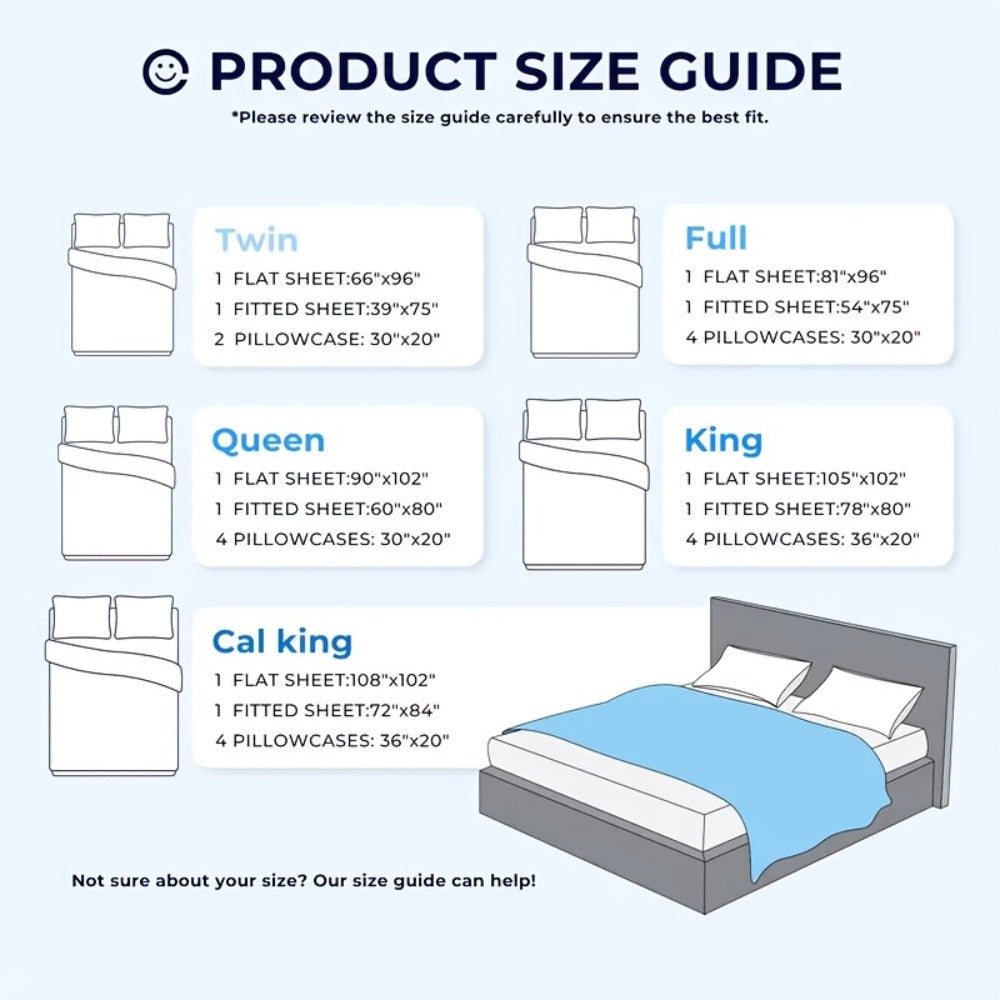 Bamboo-Blend-Style Fitted Sheet in Seven Colors and Twin, Full, Queen or King Checkout Sizes