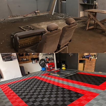Garage Floor Tiles 25Pcs – Interlocking Plastic Mesh Spliced Floor Mats for Car Wash Auto Detailing Garage Flooring, 5 Colors Available