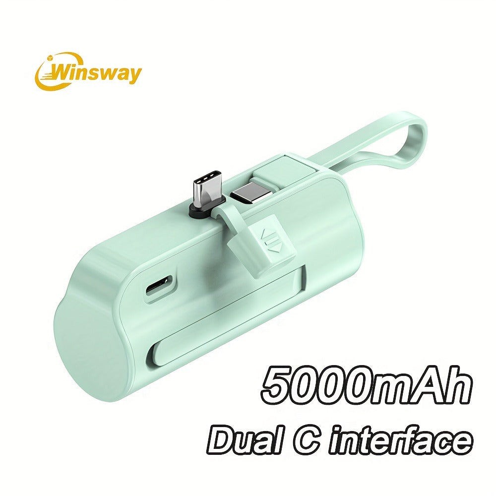 Power Bank 5000mAh Capsule with Dual-Port Options, Wireless Charging and Phone Holder in Four Colors