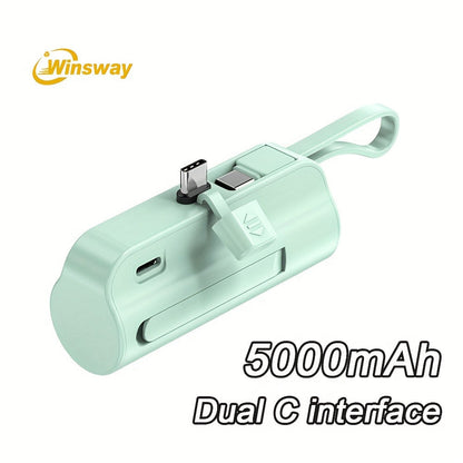 Power Bank 5000mAh Capsule with Dual-Port Options, Wireless Charging and Phone Holder in Four Colors
