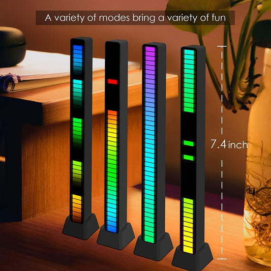 Sound Activated RGB Ambient Light Bars 2/4 Pack – Music Rhythm Sync USB Plug & Play, Color Changing Atmosphere Lights for Gaming Room, Car Interior, Streaming Studio, TikTok & Desk Setup