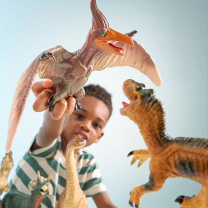 Toddler Dinosaur Figures with Educational Book, 6 Jumbo Realistic Dinosaur Toys for Toddlers 1+ Years