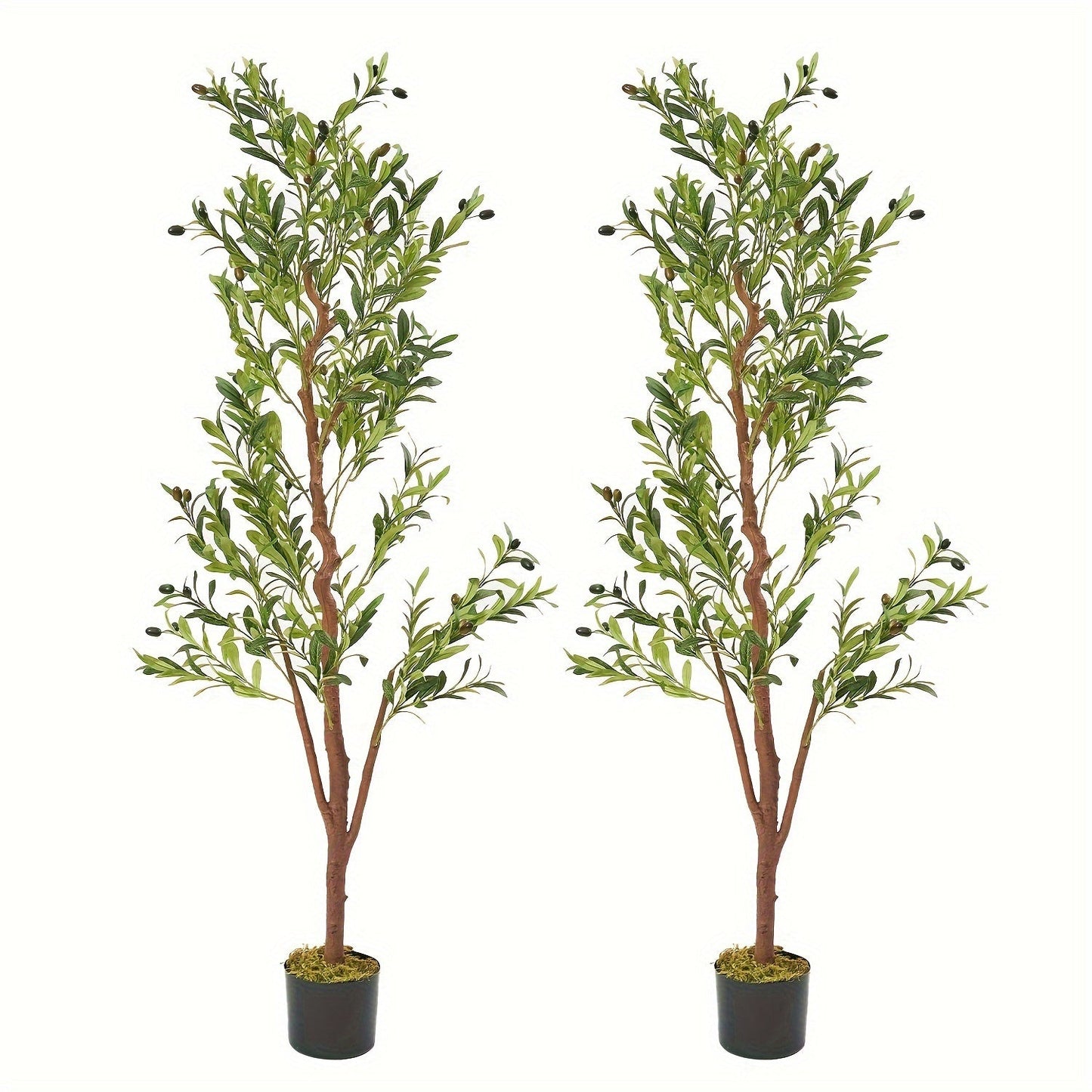 Artificial Olive Tree Large Faux Indoor Tree with Pot – Realistic 5FT 6FT 7FT Multi-Trunk Fake Olive Tree with Leaves & Fruits for Living Room Home Office Entryway Decor