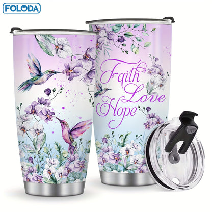Twenty-Ounce Hummingbird and Flower Travel Tumblers in Ten Exact Printed Design Configurations