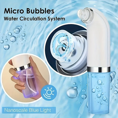 White Water-Tank Pore Vacuum Blackhead Remover with 3 Suction Levels and 6 Interchangeable Heads