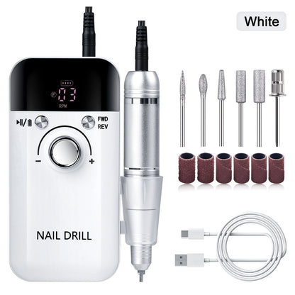 Electric Nail Drill 45000 RPM Rechargeable Kit with LCD, Forward Reverse and Four Color Options