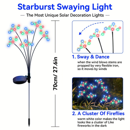 Solar Garden Lights Outdoor 4 Pack Twinkling Swaying Firework LED Stake Lights 2 Modes – Decorative Solar Path Lights for Yard Patio Flowerbed Camping Christmas Party Decor