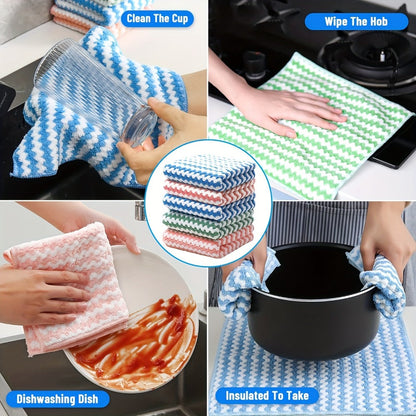 Eighteen-Pack Microfiber Cleaning Cloths with Knit Texture and Assorted Colors for Kitchen and Home Use