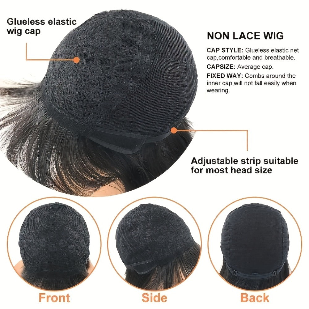Synthetic Wig 6-Inch Glueless Layered Pixie Bob in Burgundy or Olive Brown for Daily Looks