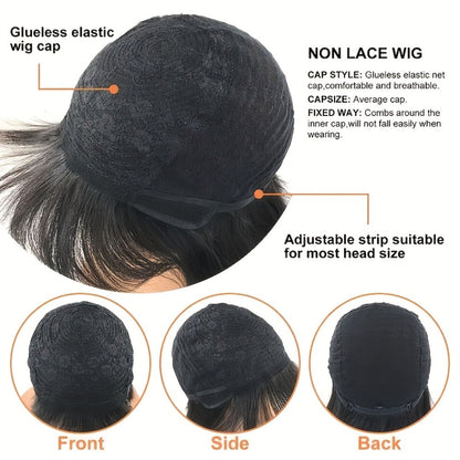 Synthetic Wig 6-Inch Glueless Layered Pixie Bob in Burgundy or Olive Brown for Daily Looks