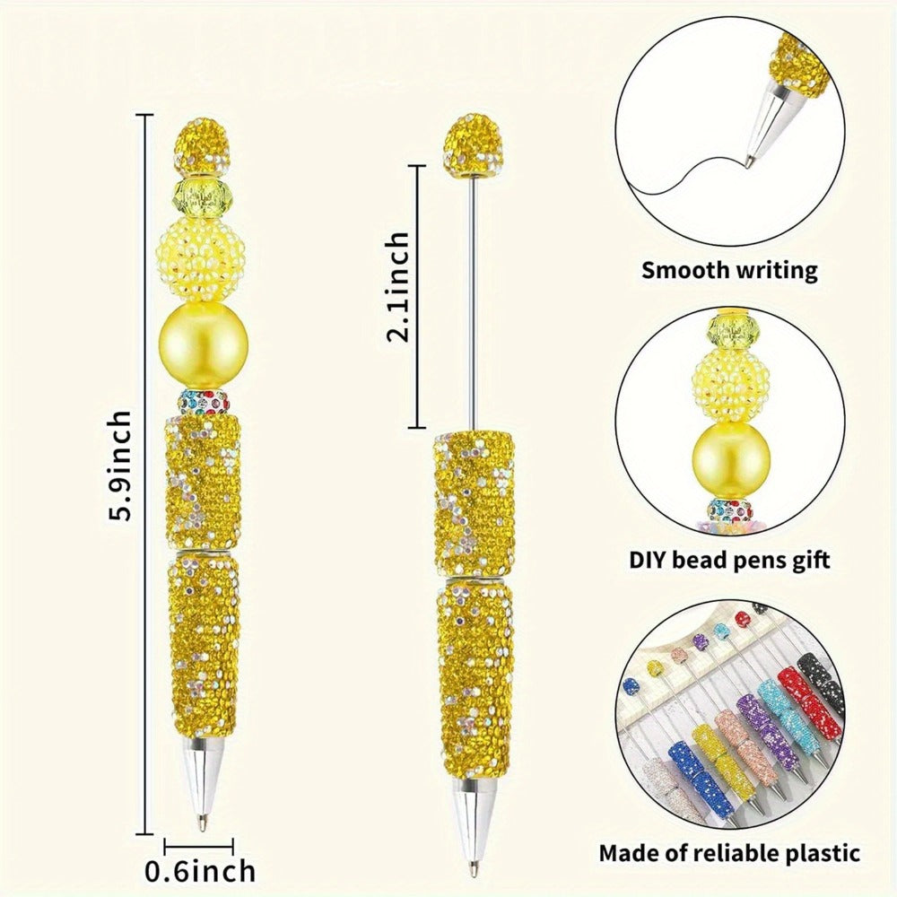 Glitter Beaded Ballpoint Pens, 20-Piece Colorful Set with Sparkly String Beads for Office, School, Party Favors and Gift Bags