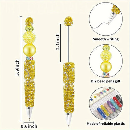 Glitter Beaded Ballpoint Pens, 20-Piece Colorful Set with Sparkly String Beads for Office, School, Party Favors and Gift Bags