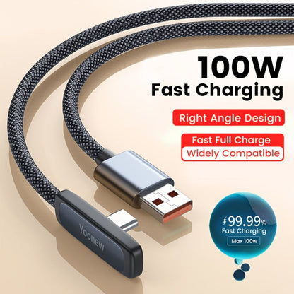 Right-Angle USB Charging Cable with USB-A or USB-C Input Options, 100W Marking and 1 m or 2 m Lengths