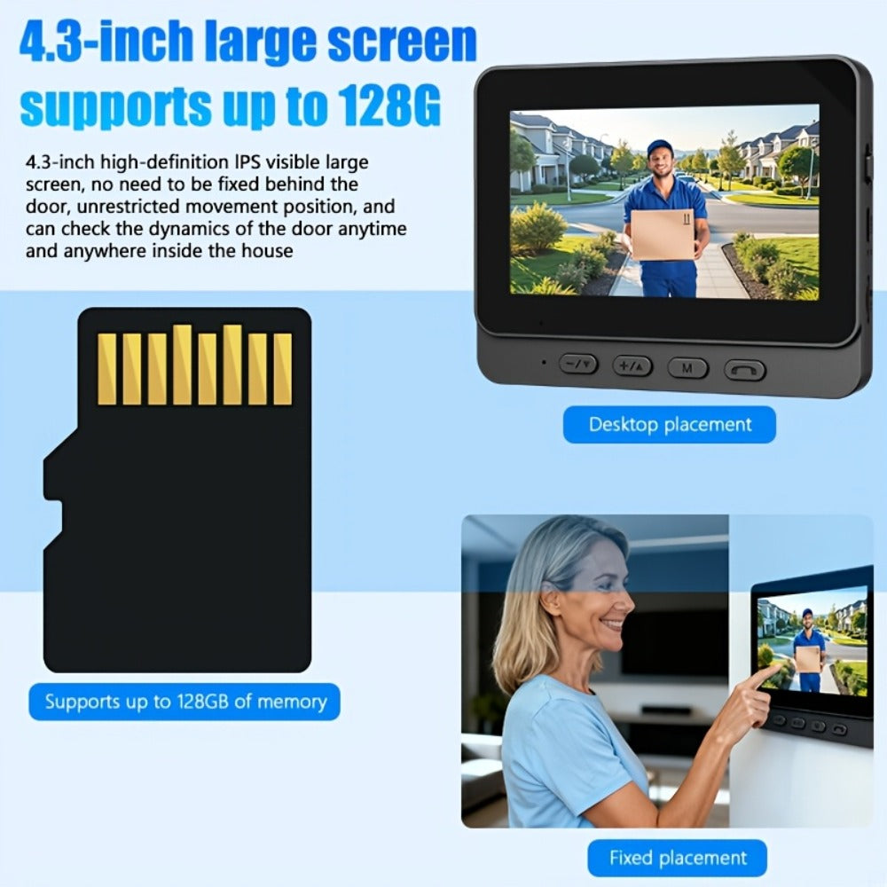 Video Doorbell with Indoor Monitor, Two-Way Communication, Night View and Wall-Mount Hardware in One Selection
