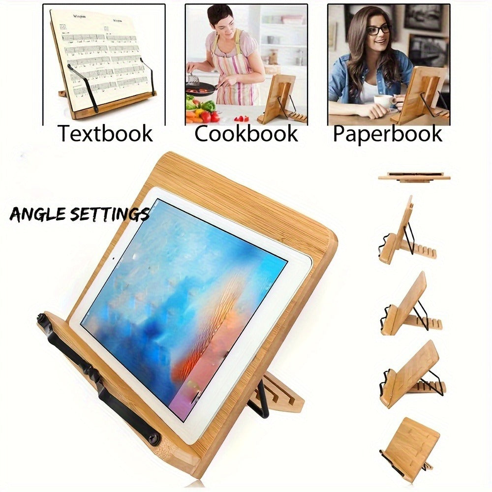 Adjustable Foldable Book Stand with Three Checkout Styles, Page Clips and 11 x 7.9-Inch Reading Panel