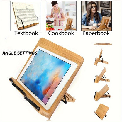 Adjustable Foldable Book Stand with Three Checkout Styles, Page Clips and 11 x 7.9-Inch Reading Panel
