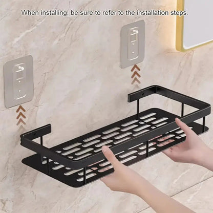 Two-Pack Wall-Mounted Stainless Steel Shower Caddy Set in Black or Silver Checkout Colors for Baths