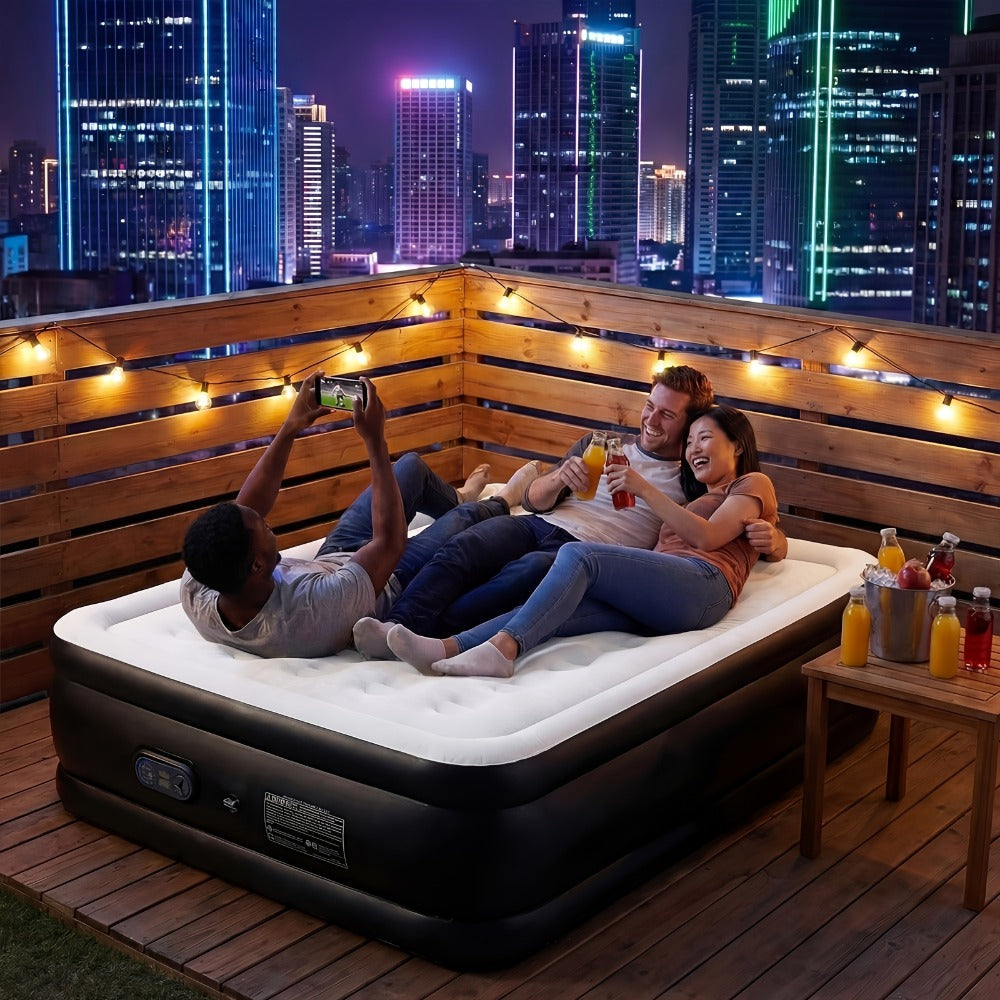 Air Mattress with Double-Height Profile and Side Inflation Panel in 75 × 39 or 80 × 60-Inch Options