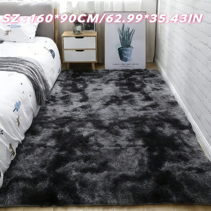 Tie-Dye Plush Area Rug with 160 x 80 cm Light Gray or 160 x 90 cm Light Gray and Dark Black Options