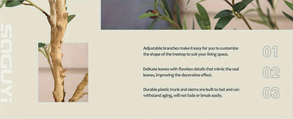 Slender Potted Olive Artificial Tree with Complete 4, 5, 6 and 7 ft Height Options and Faux Fruit Detail