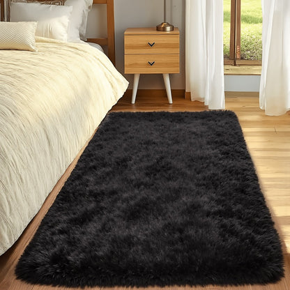 Plush Shag Area Rug in Solid or Tie-Dye Colors with Four Rectangular Size Options for Living Spaces