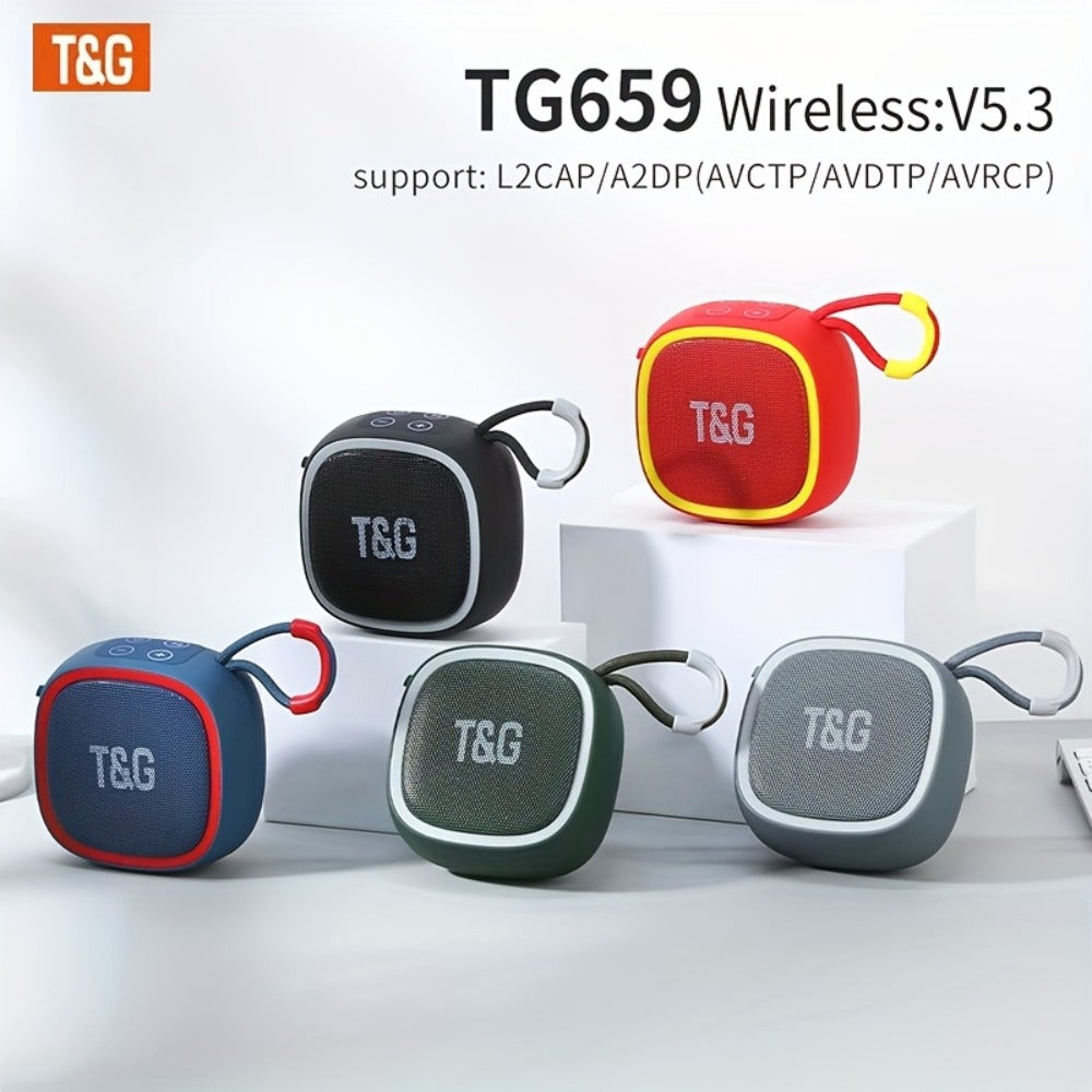 T&G TG659 Mini Bluetooth Speaker IPX4 Waterproof 3W Loud Sound Type-C Rechargeable Wireless Speaker for Pool Party Beach Camping Travel Compatible with Smartphones Tablets TV