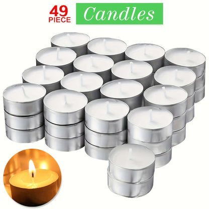 Tea Light Candles Unscented White - 49 or 99 Pack Smokeless Wax Tealights 2. Burn for Weddings, Christmas