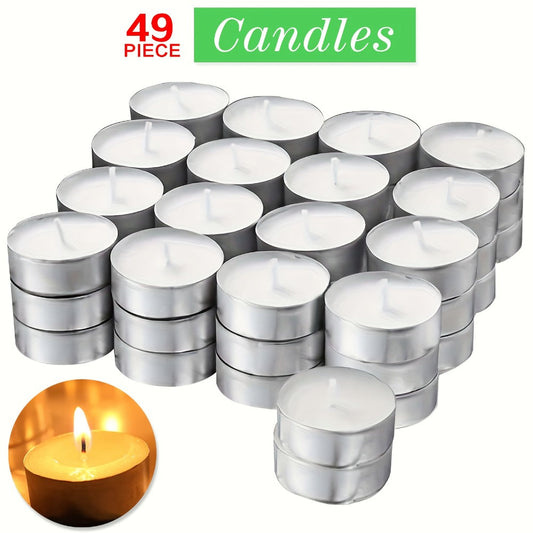 Tea Light Candles Unscented White - 49 or 99 Pack Smokeless Wax Tealights 2.5 Hour Burn for Weddings, Christmas, Halloween, Birthday Party & Holiday Home Decor