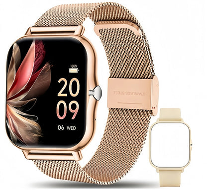 Calling Smartwatch for Men Women Heart Rate Monitor Sleep Tracker Multiple Sport Modes Music Control Weather IP67 Waterproof Magnetic Charging Android iPhone Compatible – Black Pink Silver Gold