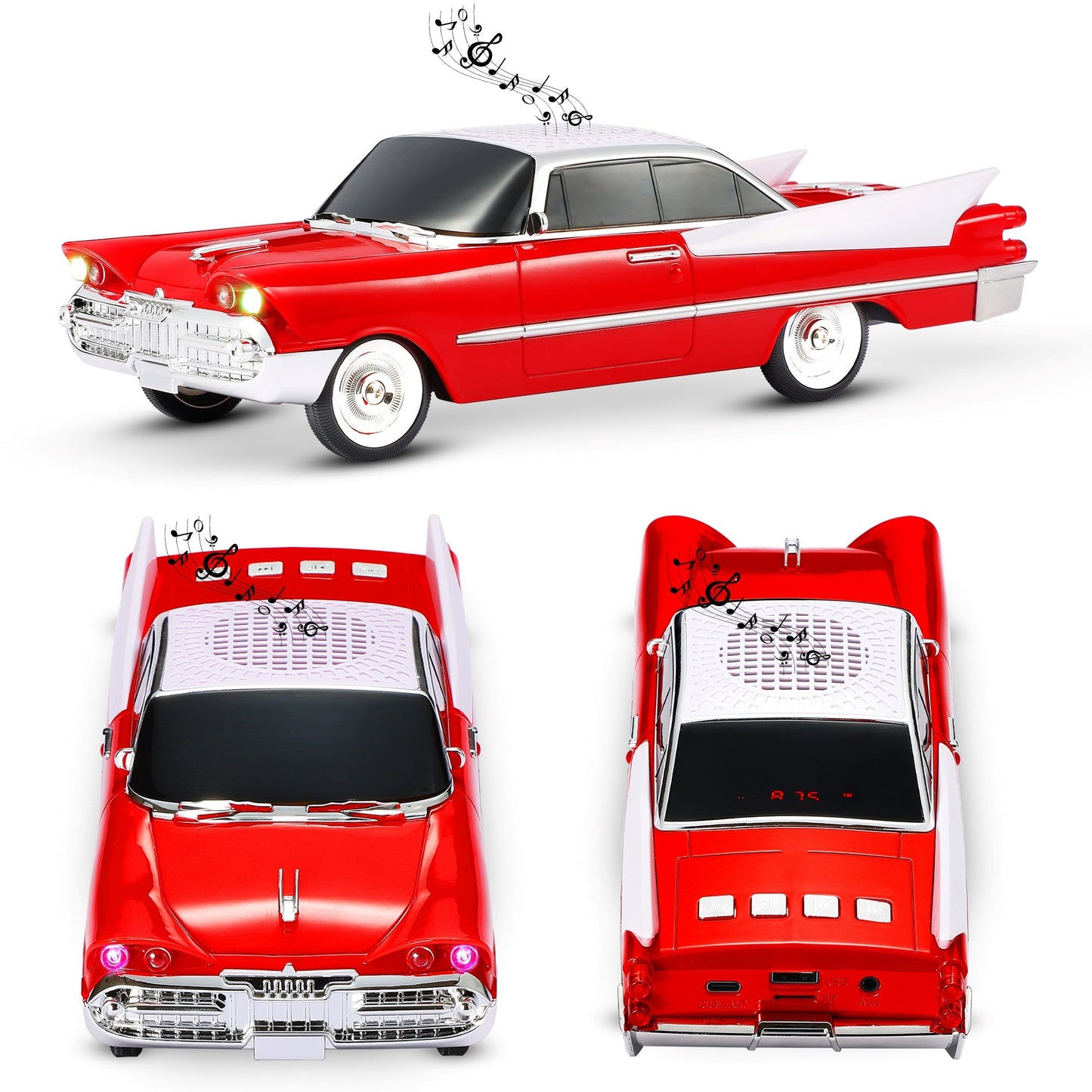 Portable Bluetooth Speaker Fuzix WS-1965 Retro Car with LED Lights, Mic, FM, AUX, USB and TF