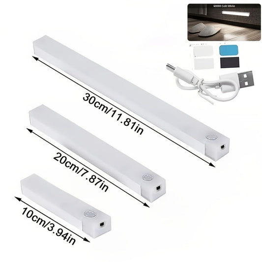 Night Light Motion Sensor LED Bar with USB Rechargeable 400mAh Battery, Three Brightness Levels and Six Size-Pack Options