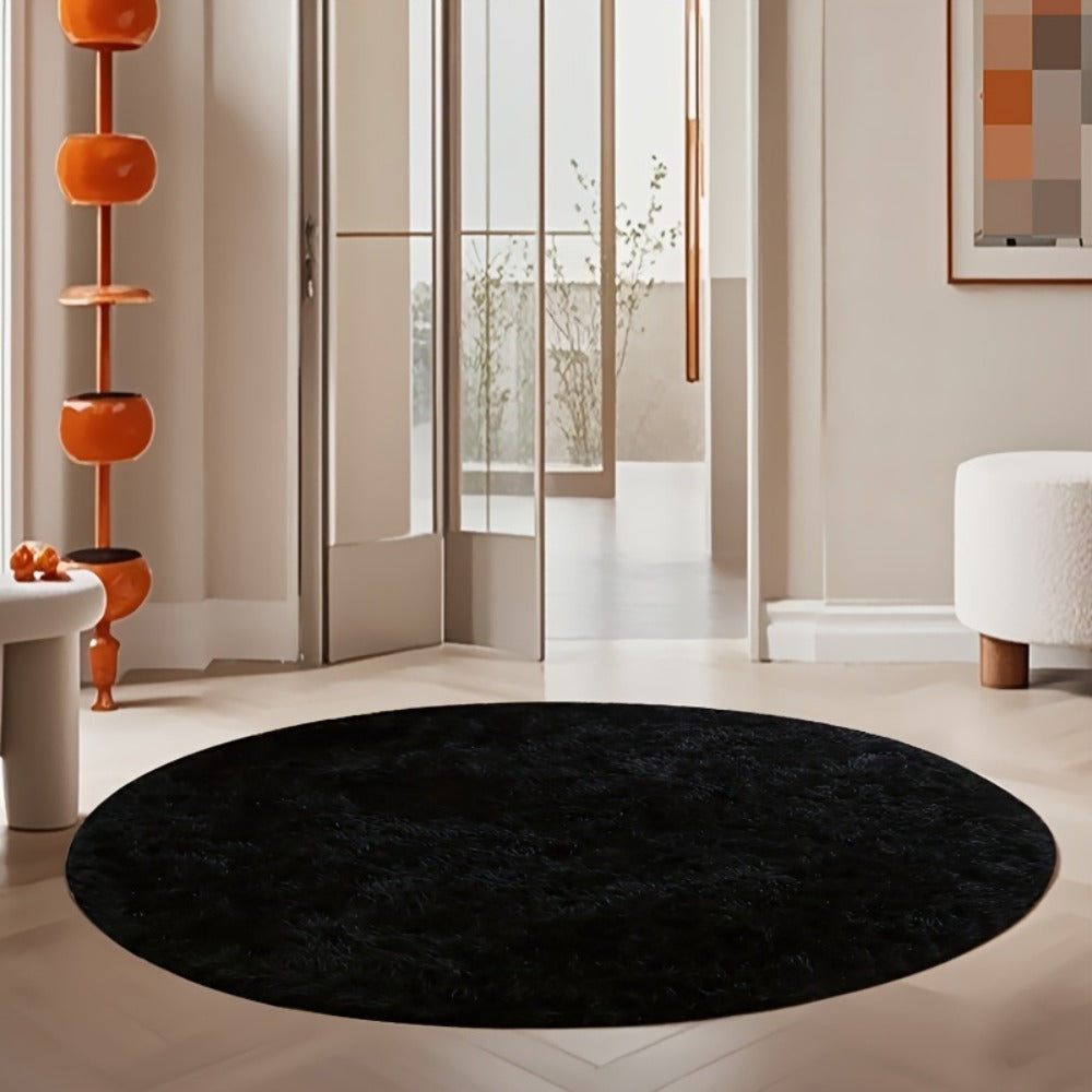 Area Rug Fluffy Faux-Fur Shag in Solid, Tie-Dye and Ombre Colors with Six Retained Room Sizes