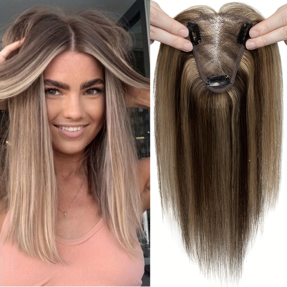 Clip-In Lace Hair Topper with 8 x 10 cm Base in Four Colors and 6-, 8-, 10-, 12- or 14-Inch Lengths
