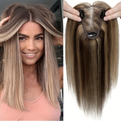 Clip-In Lace Hair Topper with 8 x 10 cm Base in Four Colors and 6-, 8-, 10-, 12- or 14-Inch Lengths