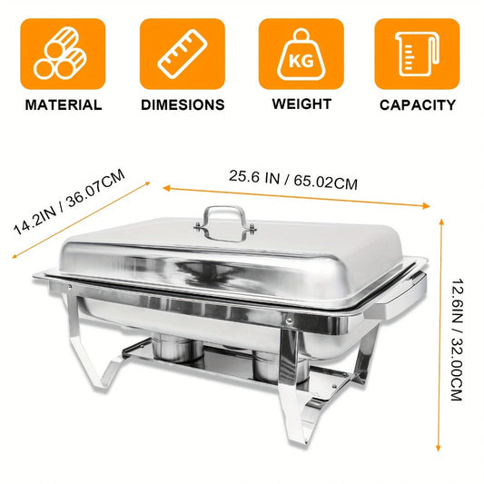 Chafing Dishes Buffet Set 9QT Stainless Steel Food Warmer Trays for Parties Hotel Christmas - 1/2/4/6/8 Pack