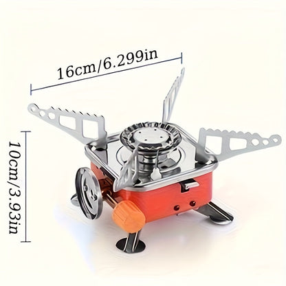 Windproof Camp Stove 3500W Portable Foldable Gas Burner Piezoelectric Ceramic Ignition Compact Lightweight for Outdoor Cooking Hiking Camping Picnic Backpacking
