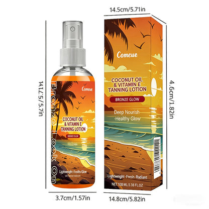 Self Tanning Spray with Coconut Oil 100ml Sunless Tanner for Natural Bronze Glow - Sun-Kissed Complexion Indoor Self Tan Hydrating Nourishing Portable Spray for Women and Men
