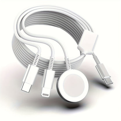 6-Foot Charging Cable with USB-C Input, Lightning, USB-C and Magnetic Watch Pad in One- or Two-Pack Options